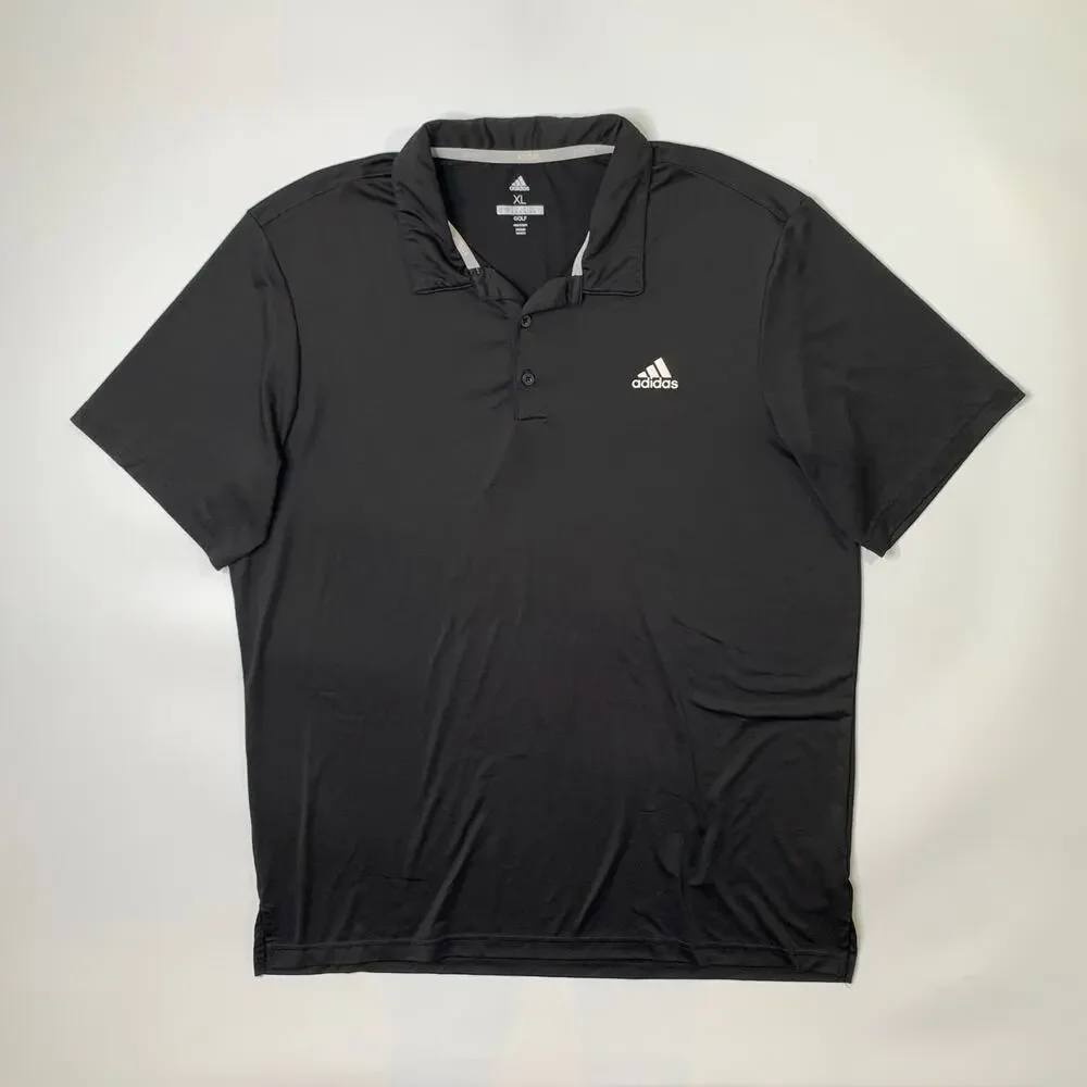 Adidas Polo Shirt Mens XL Black Golf Ultimate365 Solid Moisture Wick Performance